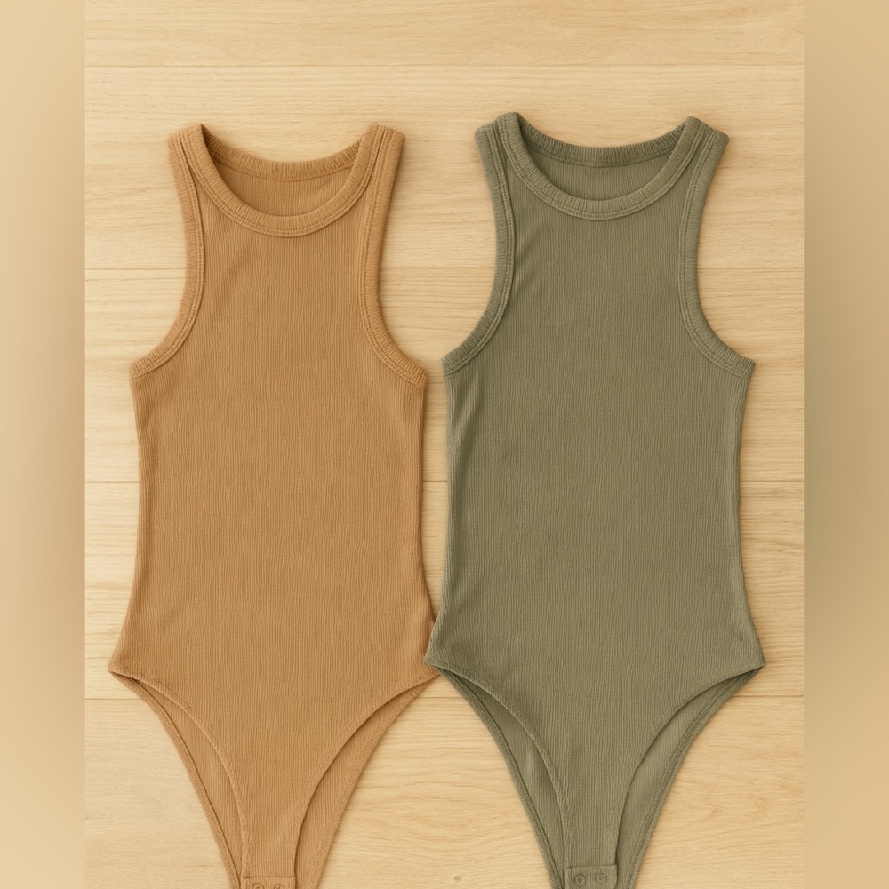Abercrombie & Fitch Tan and Green Bodysuits